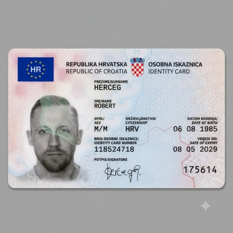 Croatia Fake Scannable ID Card