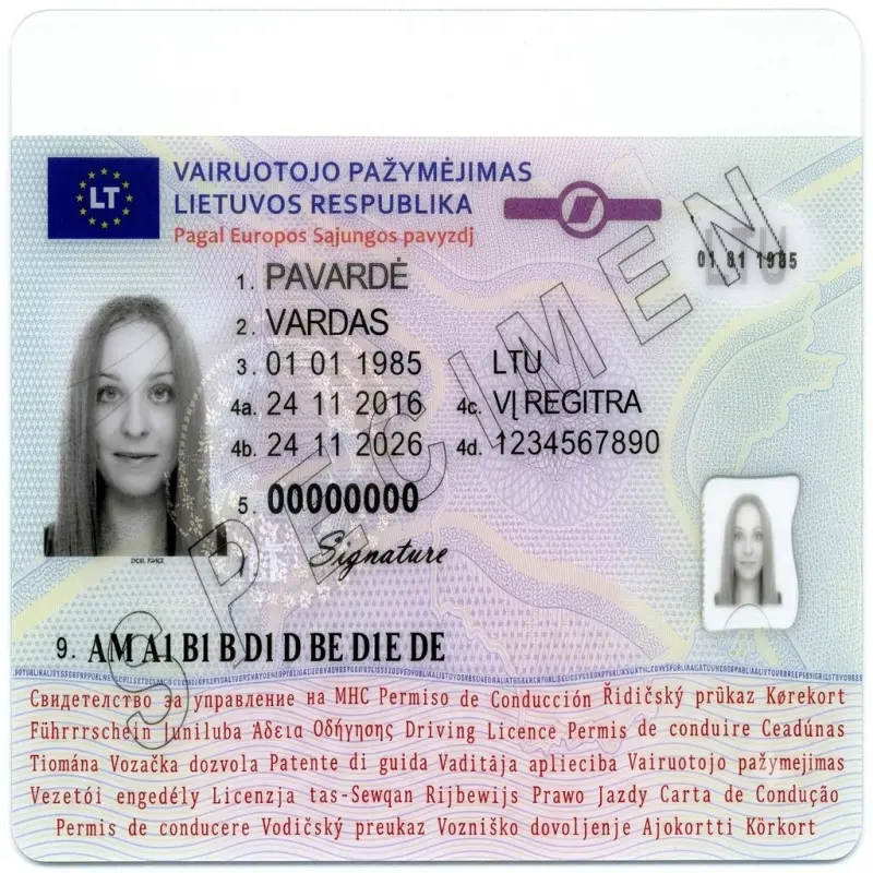 Lithuania Fake Scannable ID Card
